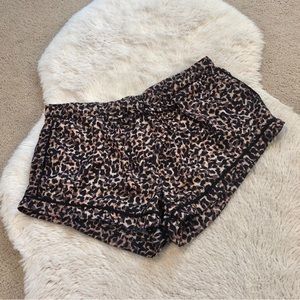 Plush Satin Pajama Leopard Print Shorts